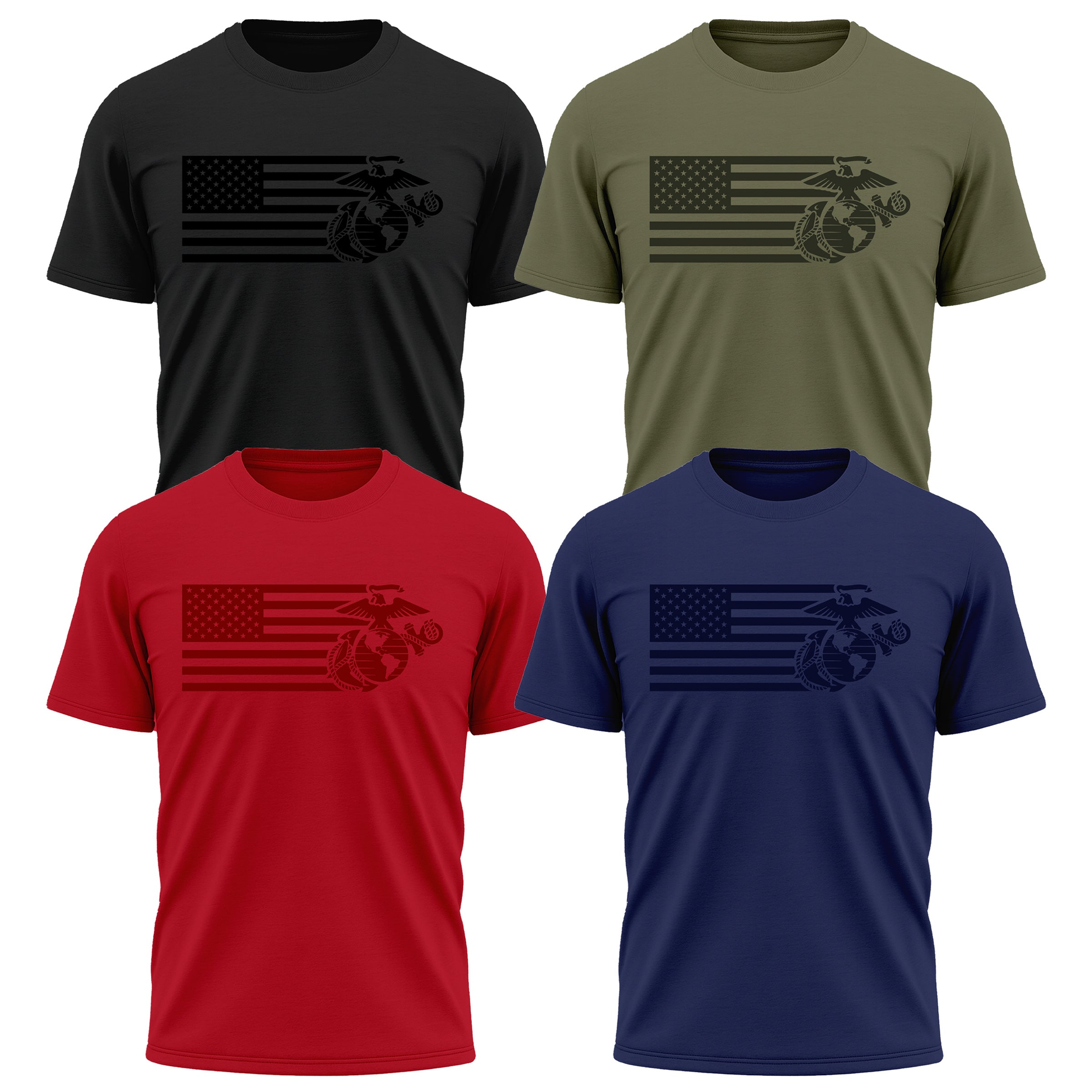 USMC Split Flag & EGA Performance T-Shirt - Red