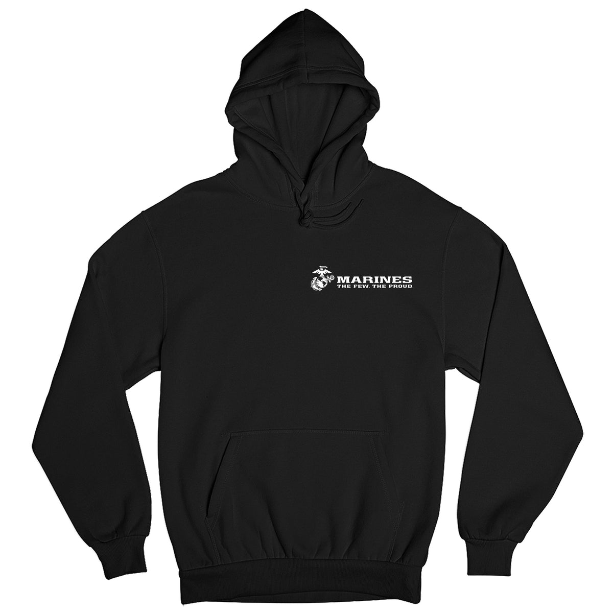 Black USMC Hoodie with Eagle Globe Anchor and The Few The Proud slogan
