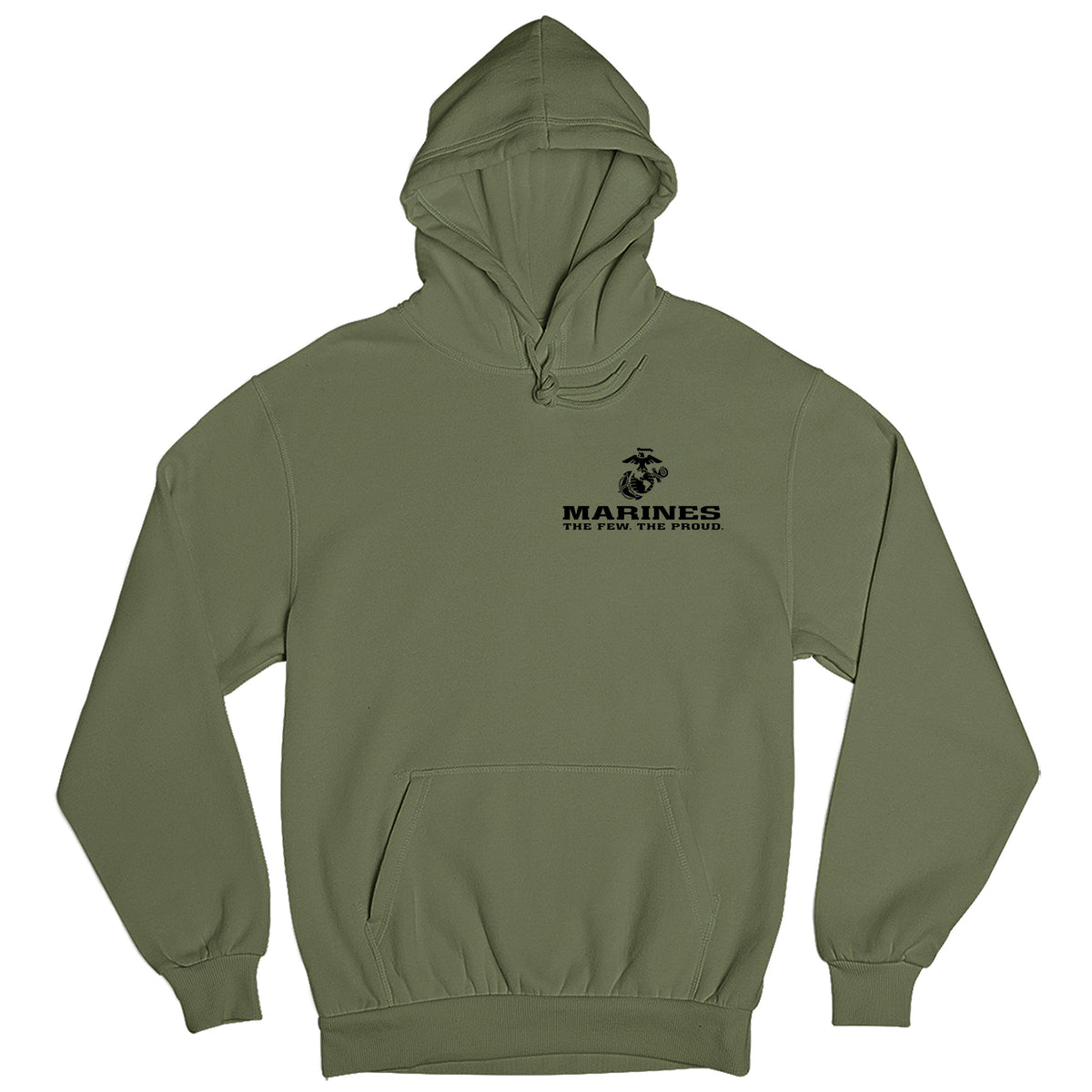 Green USMC Hoodie with Eagle Globe Anchor and The Few The Proud slogan