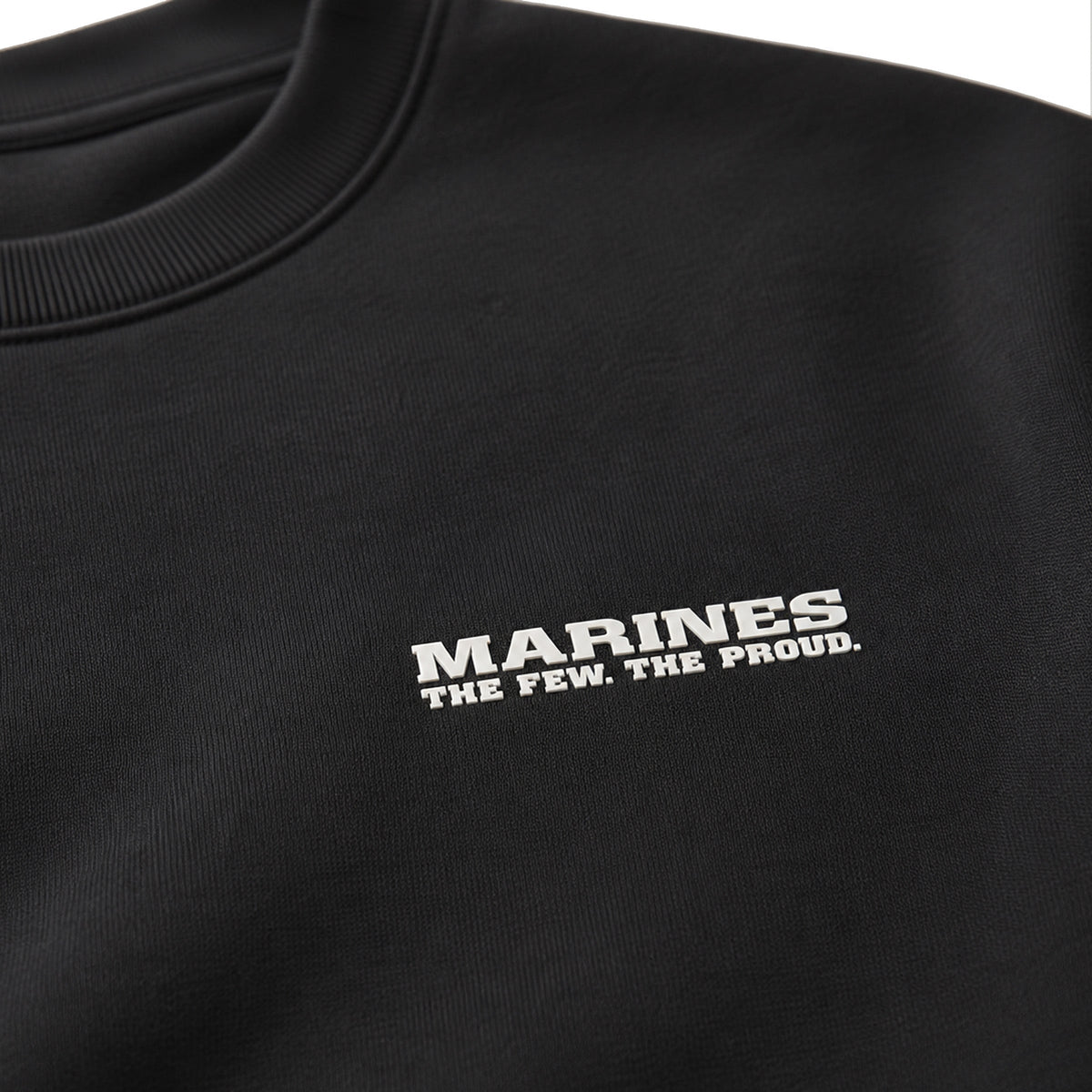 USMC The Few The Proud crewneck sweatshirt with silicone Marine Corps chest logo
