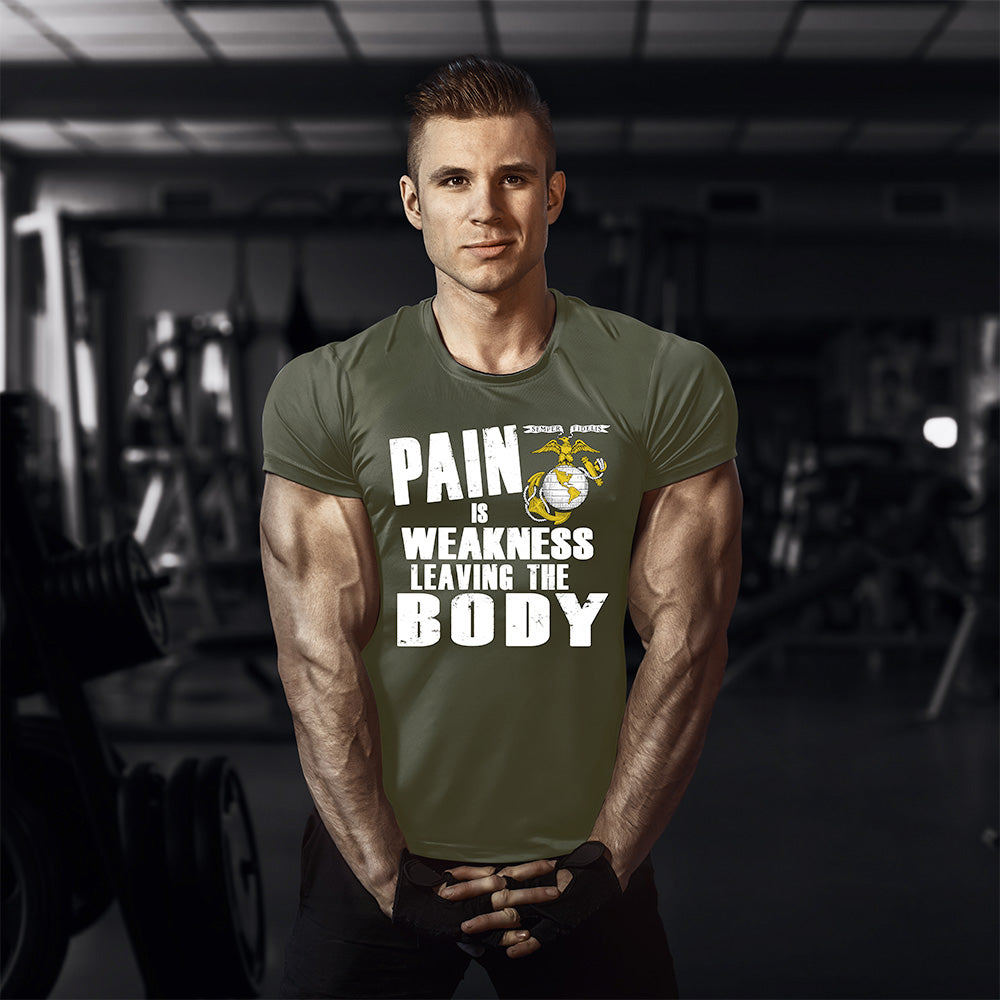 USMC Pain is Weakness Leaving The Body Marine Corps T Shirt-Made in USA