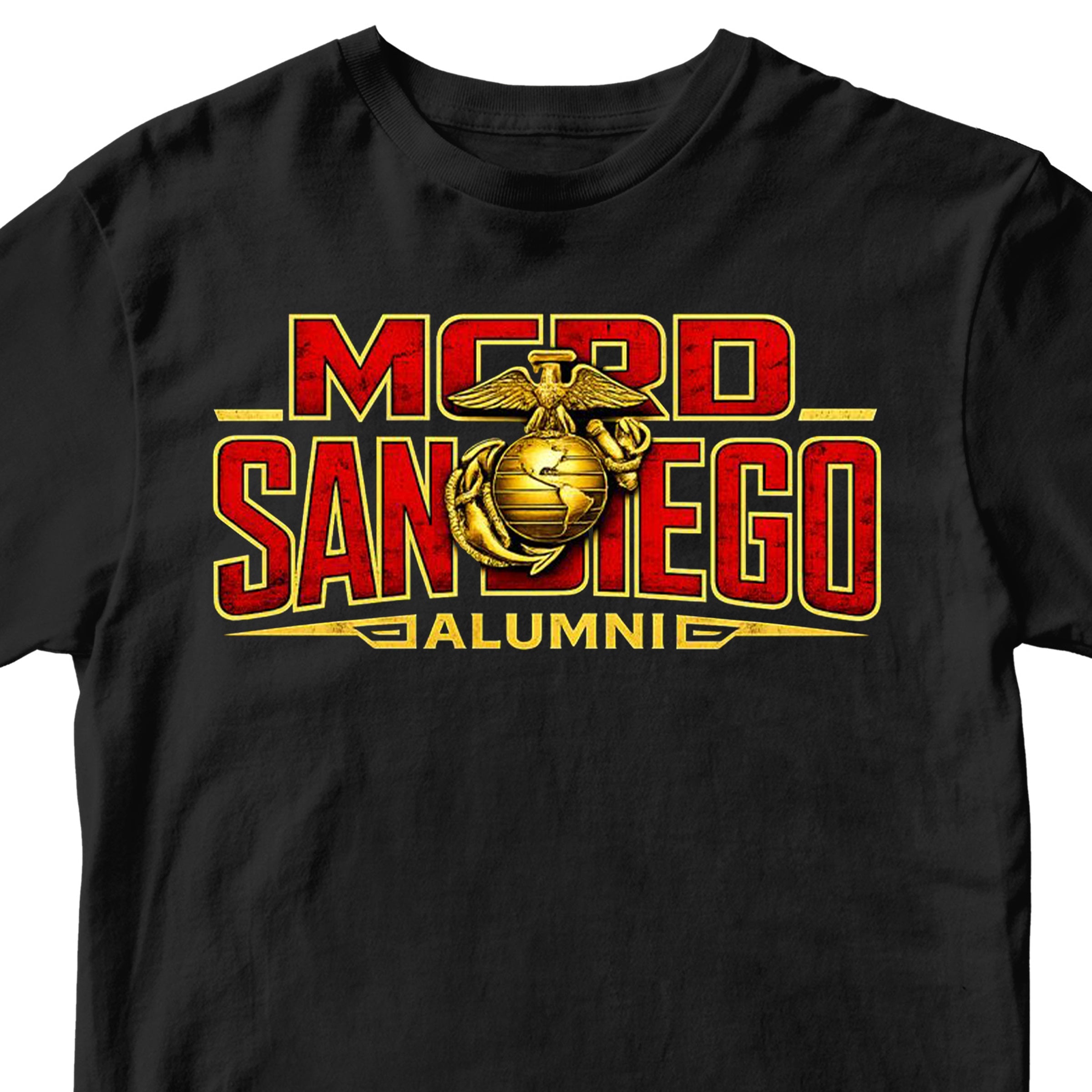 United States Marine Corps San Diego alumni shirt featuring EGA emblem. Black MCRD San Diego Tee.