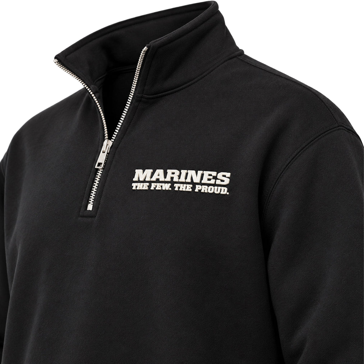 Black Marines The Few The Proud silicone patch midweight quarter-zip pullover Side View