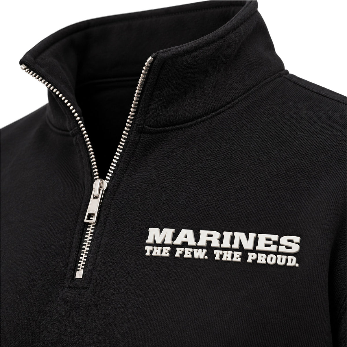 Black Marines The Few The Proud silicone patch midweight quarter-zip pullover