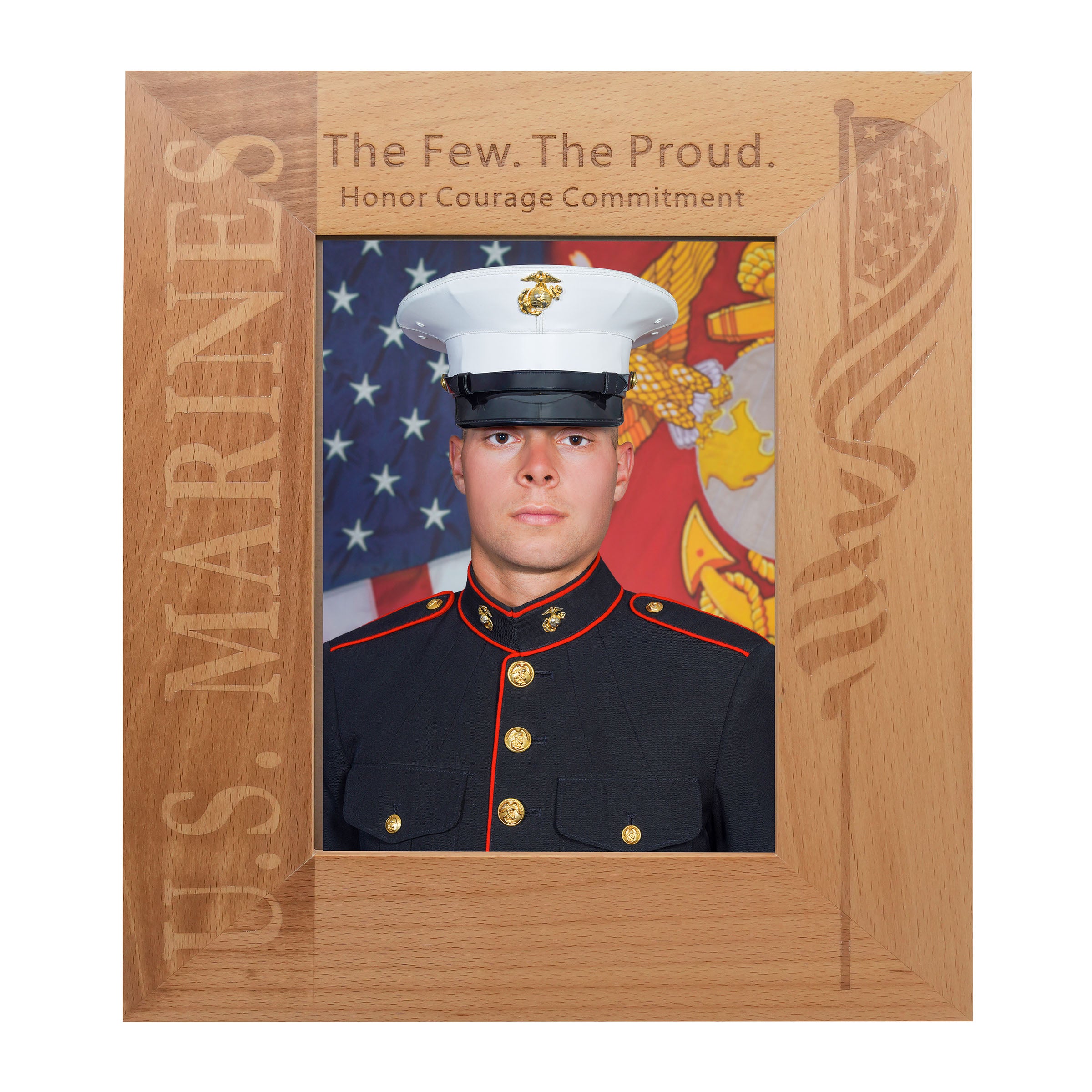 US Marines Wooden Frame <br> Comes with FREE 5x7 Portrait