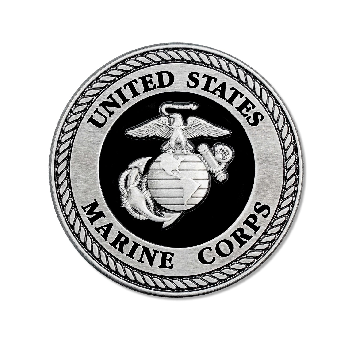 USMC Black & Silver Medallion - 3.5 Inches