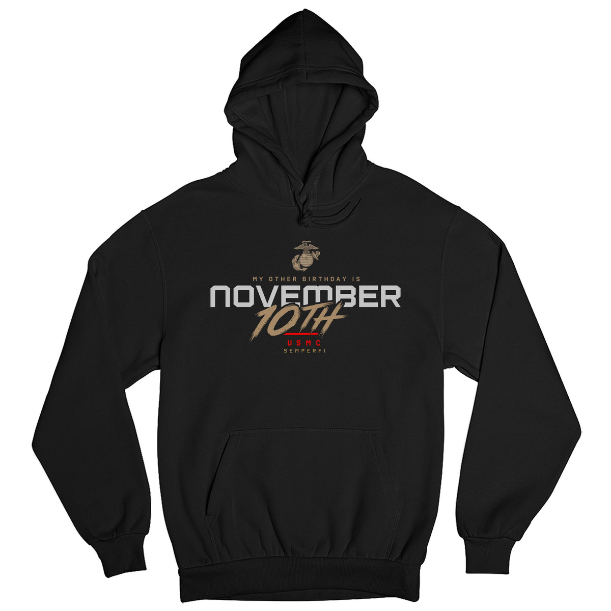 Black USMC November 10th My Other Birthday hoodie with Eagle Globe and Anchor, Semper Fi, and Marine Corps Birthday graphic