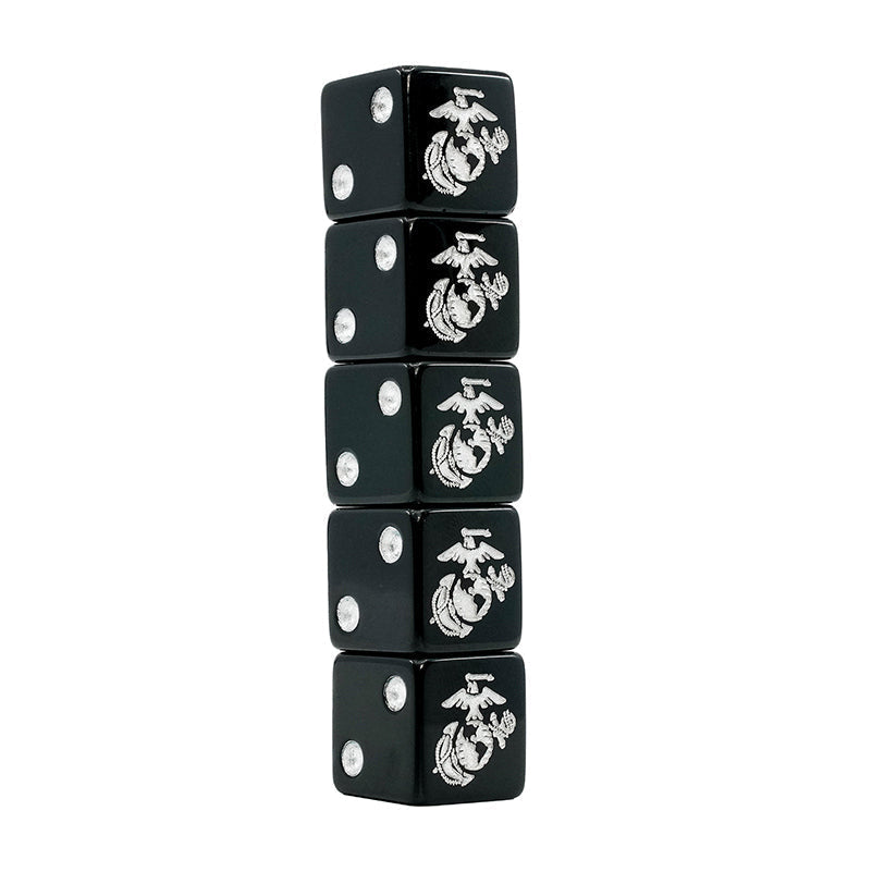 Five Black EGA Dice