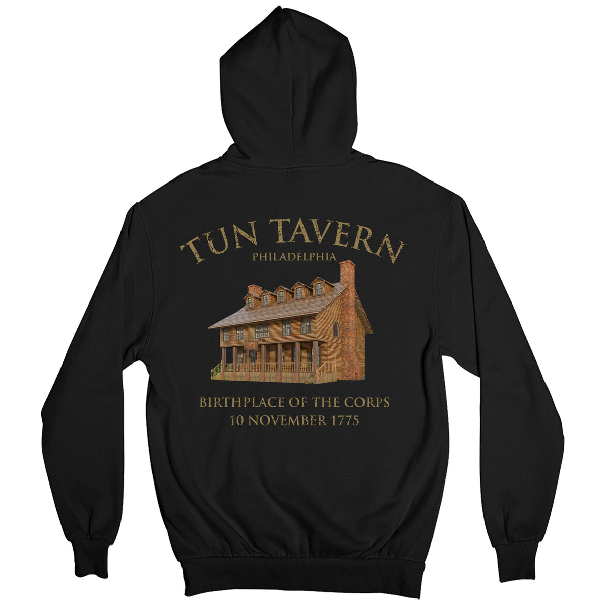 Black Marines Tun Tavern Hoodie. 