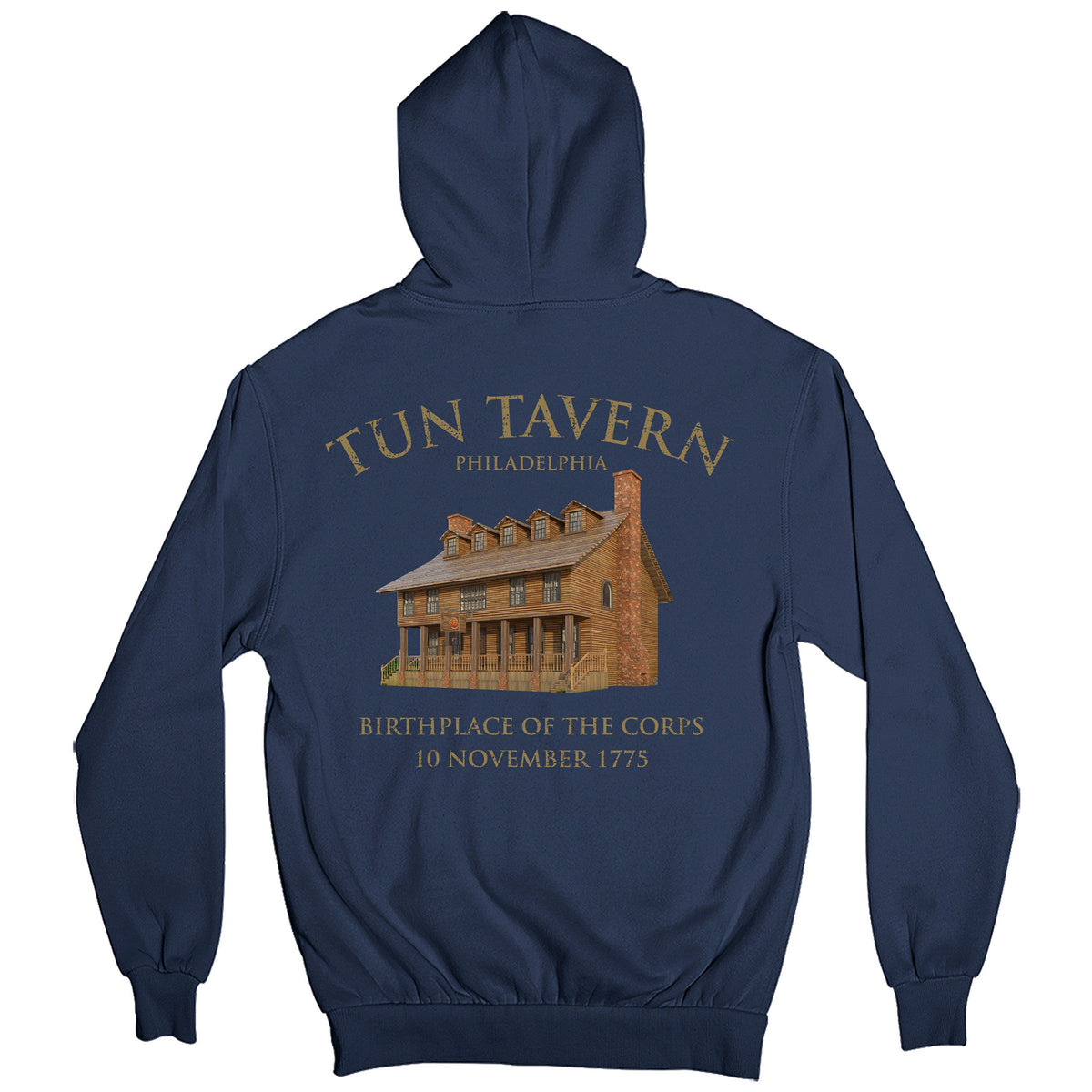 Navy Blue Marines Tun Tavern Hoodie. 