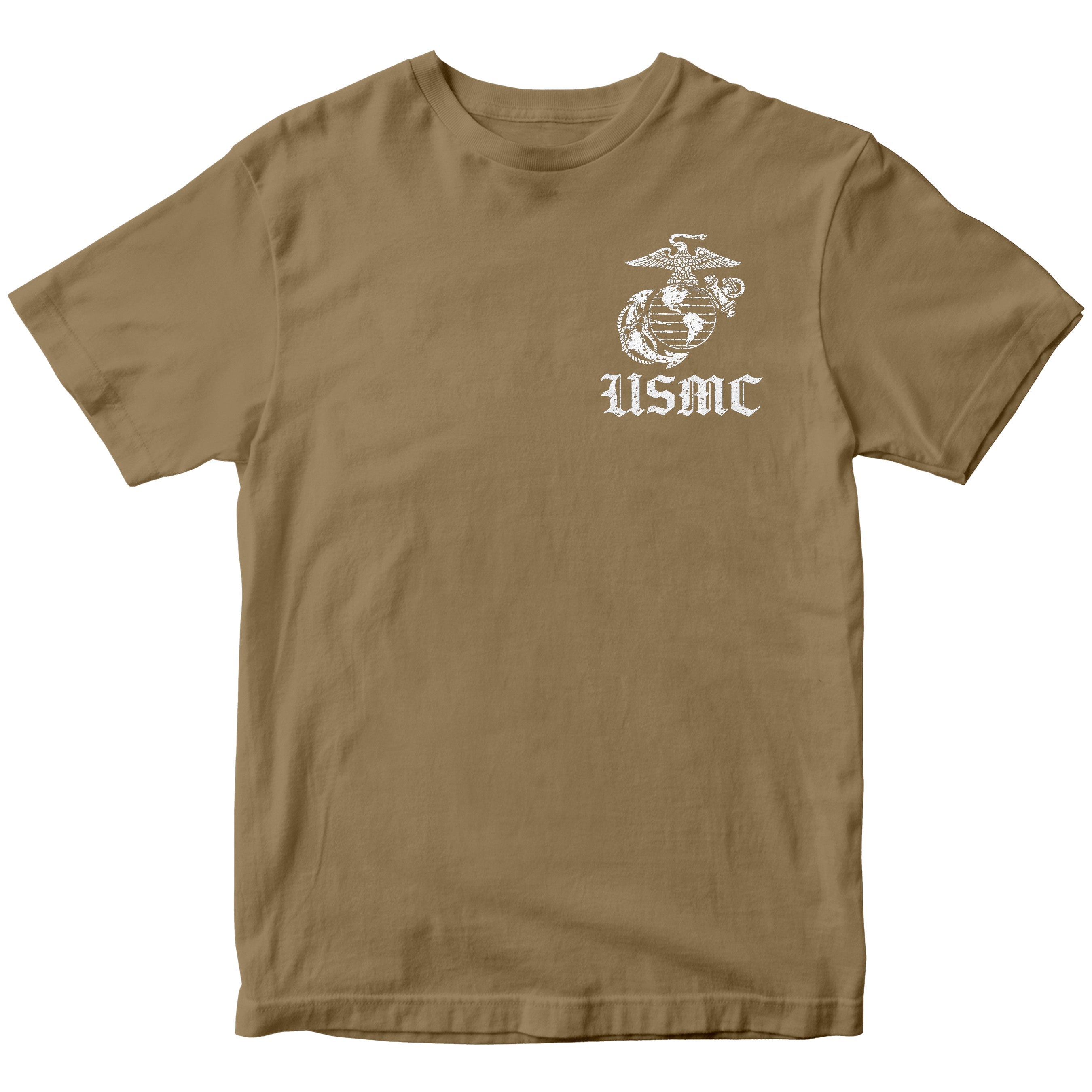 Khaki USMC Oath of Enlistment T-shirt with Eagle Globe and Anchor 