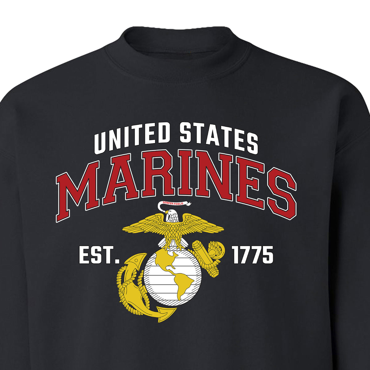 Black USMC Sweatshirt with 'United States Marines' text and EGA