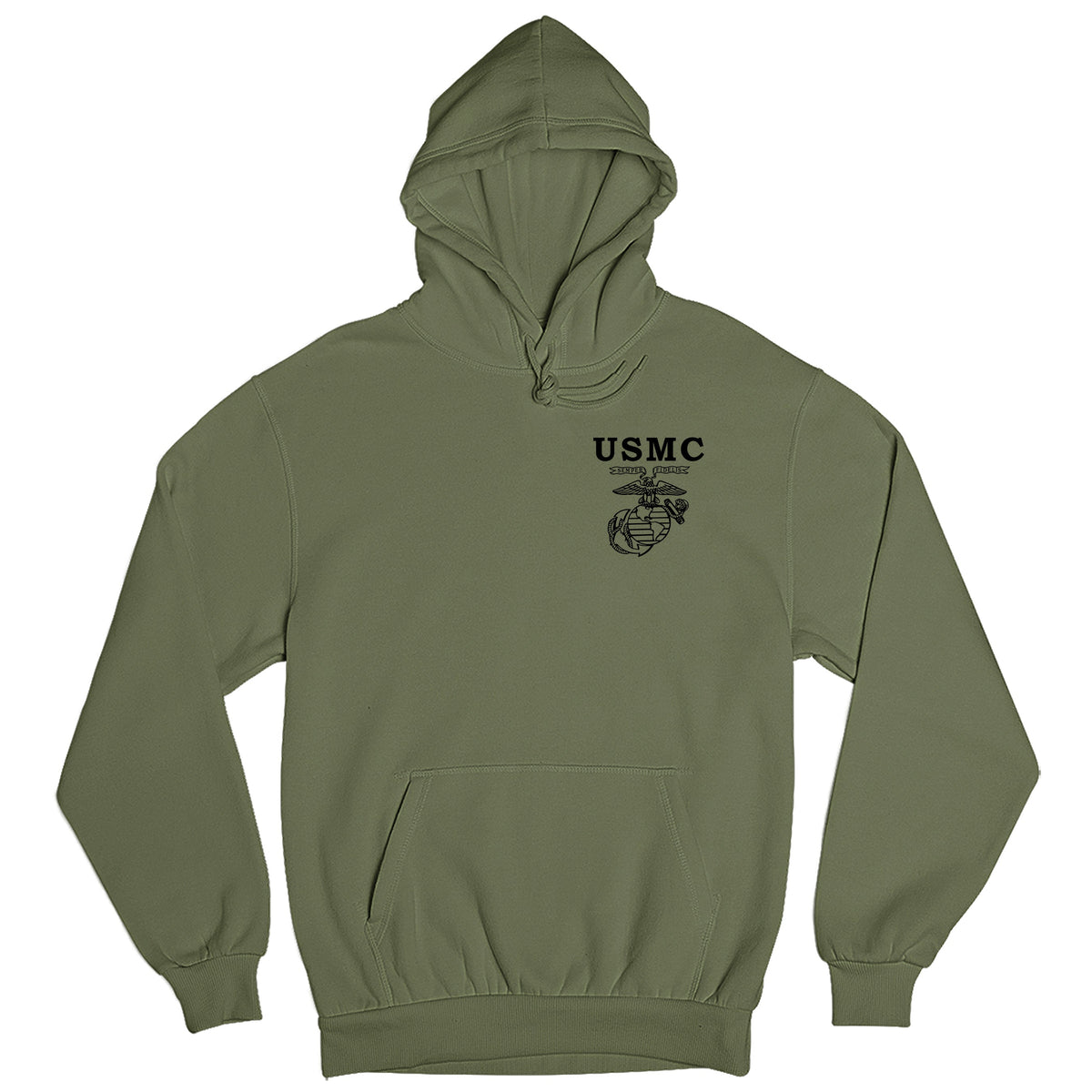 OD Green USMC Hoodie with Old School EGA Chest seal. 