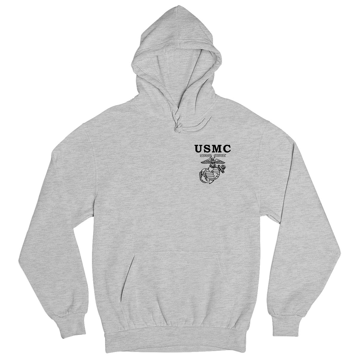 Gray USMC Hoodie with Old School EGA Chest seal. 